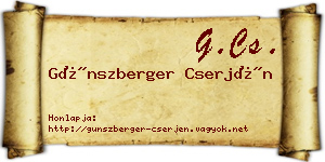 Günszberger Cserjén névjegykártya